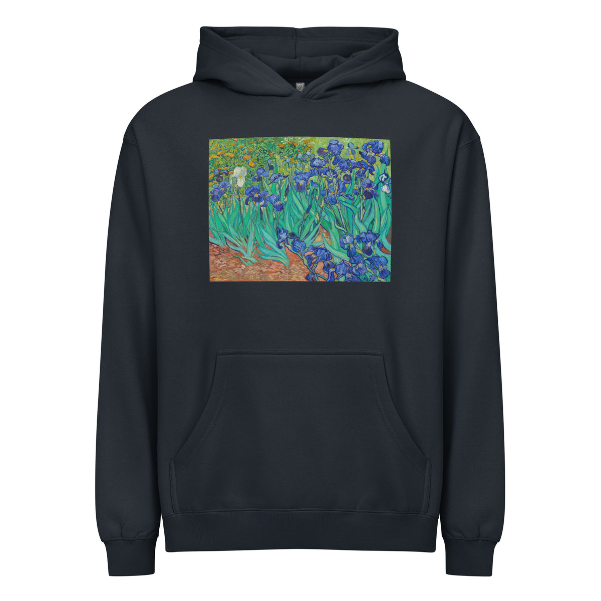 Navy Hoodie Vincent Van Gogh S Irises Famous Painting Signature
