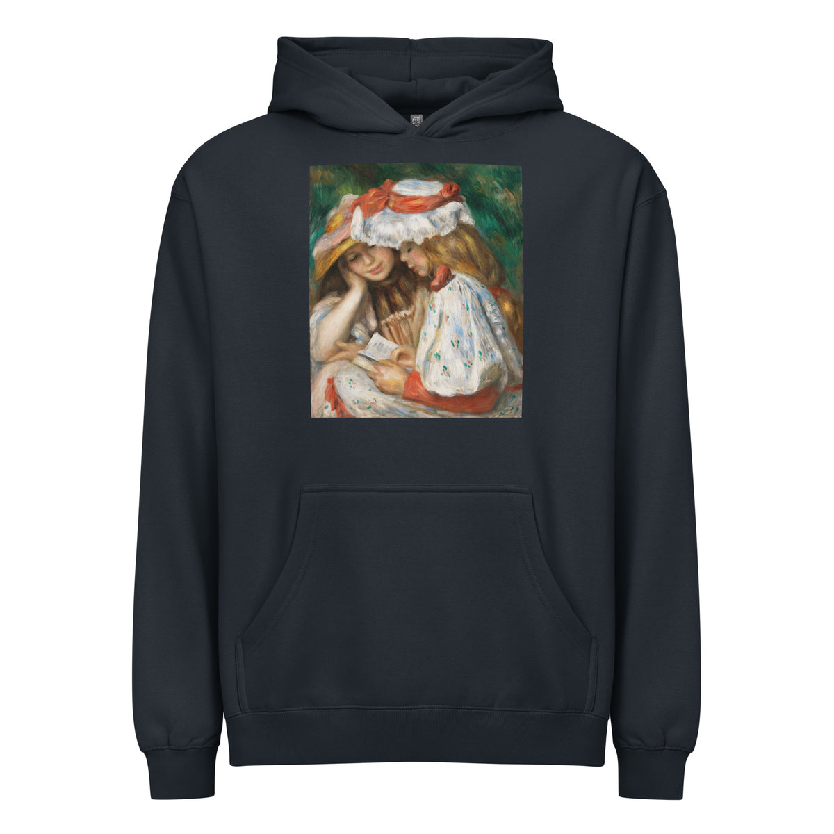 Navy Hoodie Two Girls Reading C 1890 1891 Signature