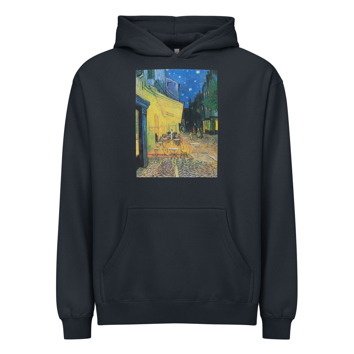 Navy Hoodie Vincent Van Gogh S Cafe Terrace At Night Famous Painting Signature