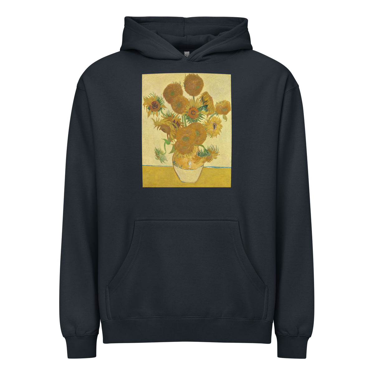 Navy Hoodie Vincent Van Gogh S Sunflowers Famous Still Life Painting Signature