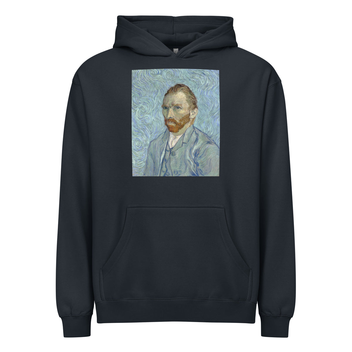 Navy Hoodie Vincent Van Gogh S Self-Portrait Famous Painting Signature