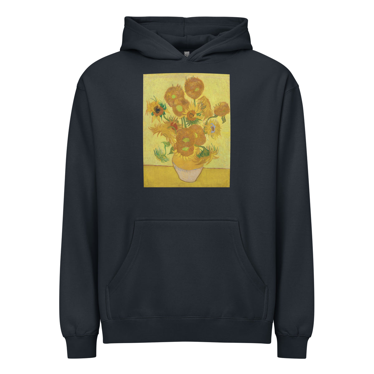 Navy Hoodie Vincent Van Gogh S Sunflowers Famous Painting Signature