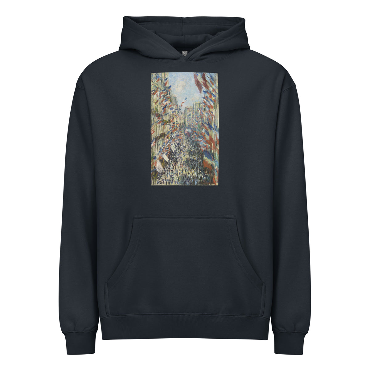 Navy Hoodie Claude Monet S The Rue Montorgueil In Paris Famous Painting Signature