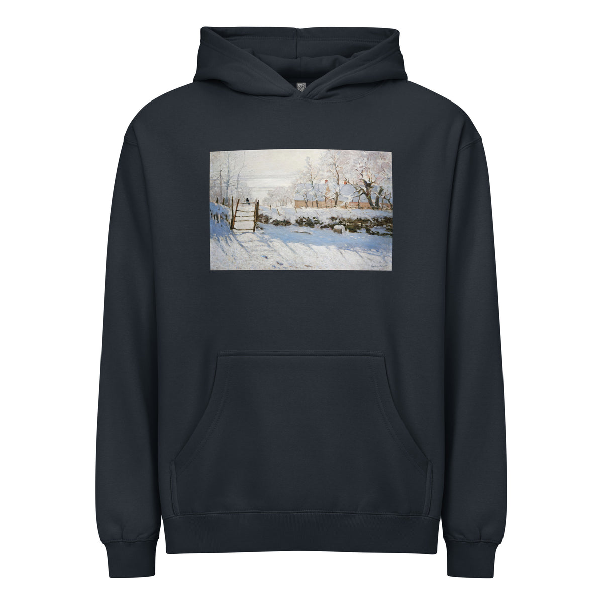 Navy Hoodie Claude Monet S The Magpie Famous Painting Signature