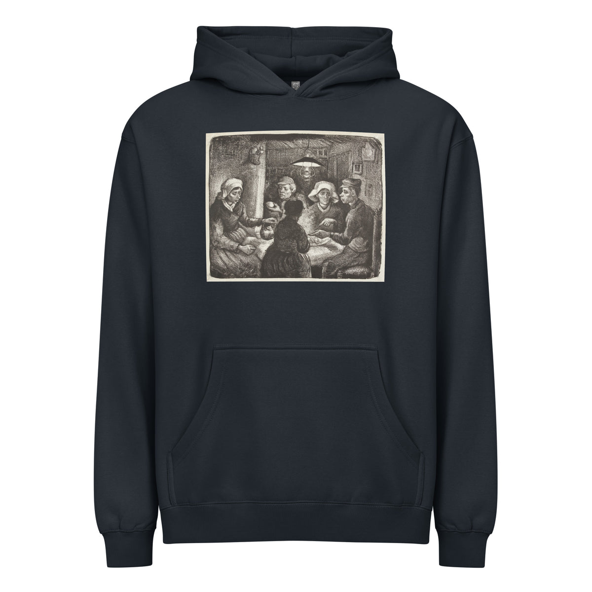 Navy Hoodie Composition Lithograph Of The Potato Eaters De Aardappeleters 1885 Signature