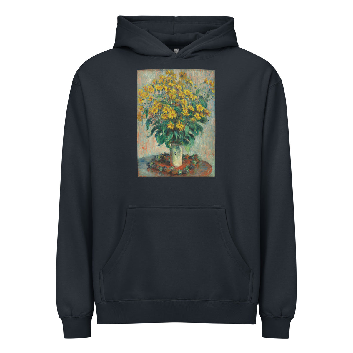 Navy Hoodie Jerusalem Artichoke Flowers Signature