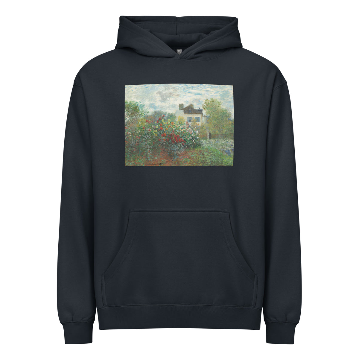 Navy Hoodie The Artist S Garden In Argenteuil A Corner Of The Garden With Dahlias Signature