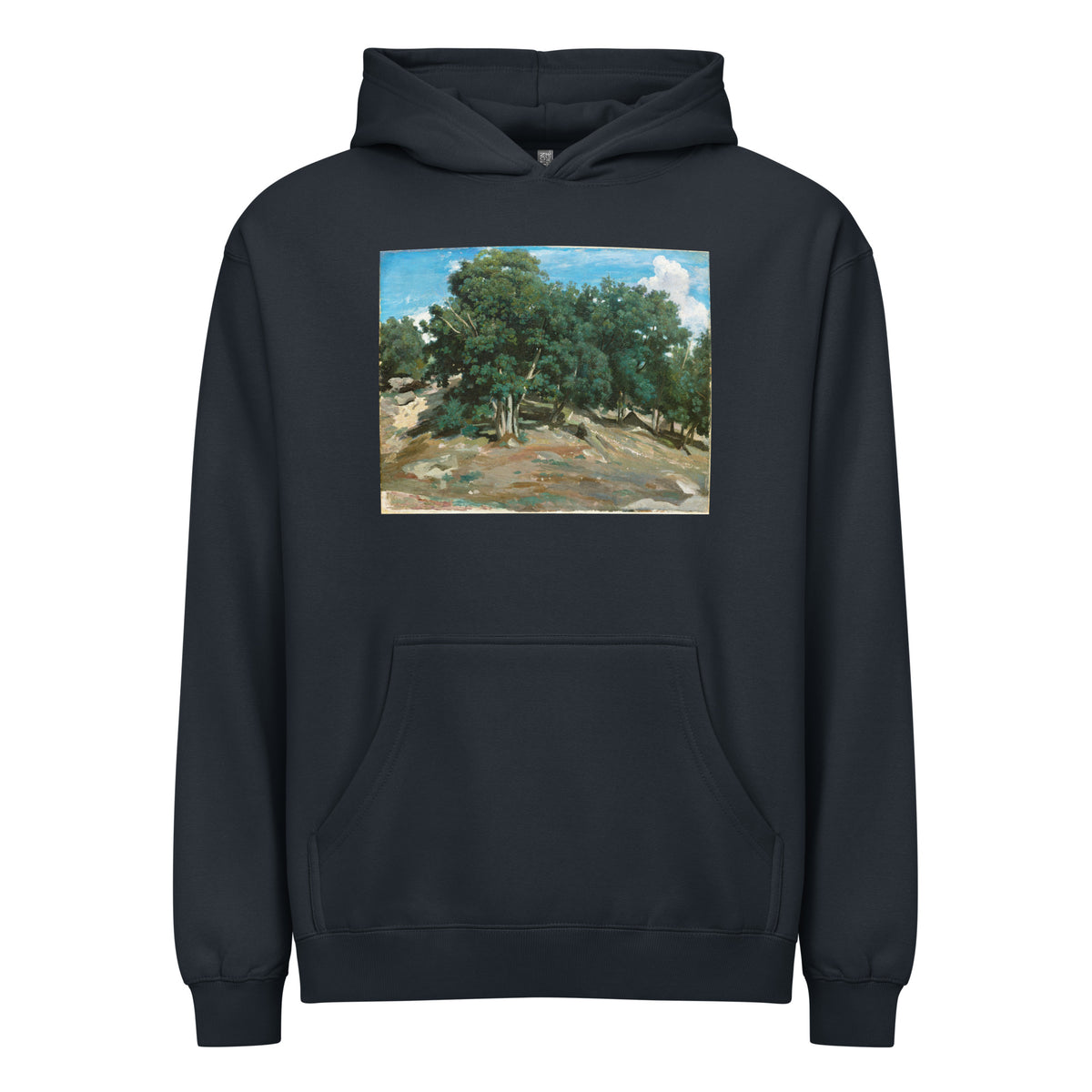 Navy Hoodie Fontainebleau Oak Trees At Bas-Breau 1832 Or 1833 Signature