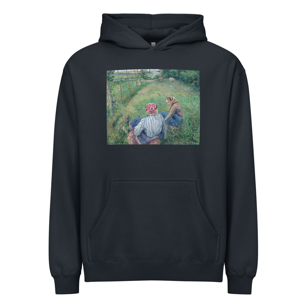 Navy Hoodie Young Peasant Girls Resting In The Fields Near Pontoise Signature