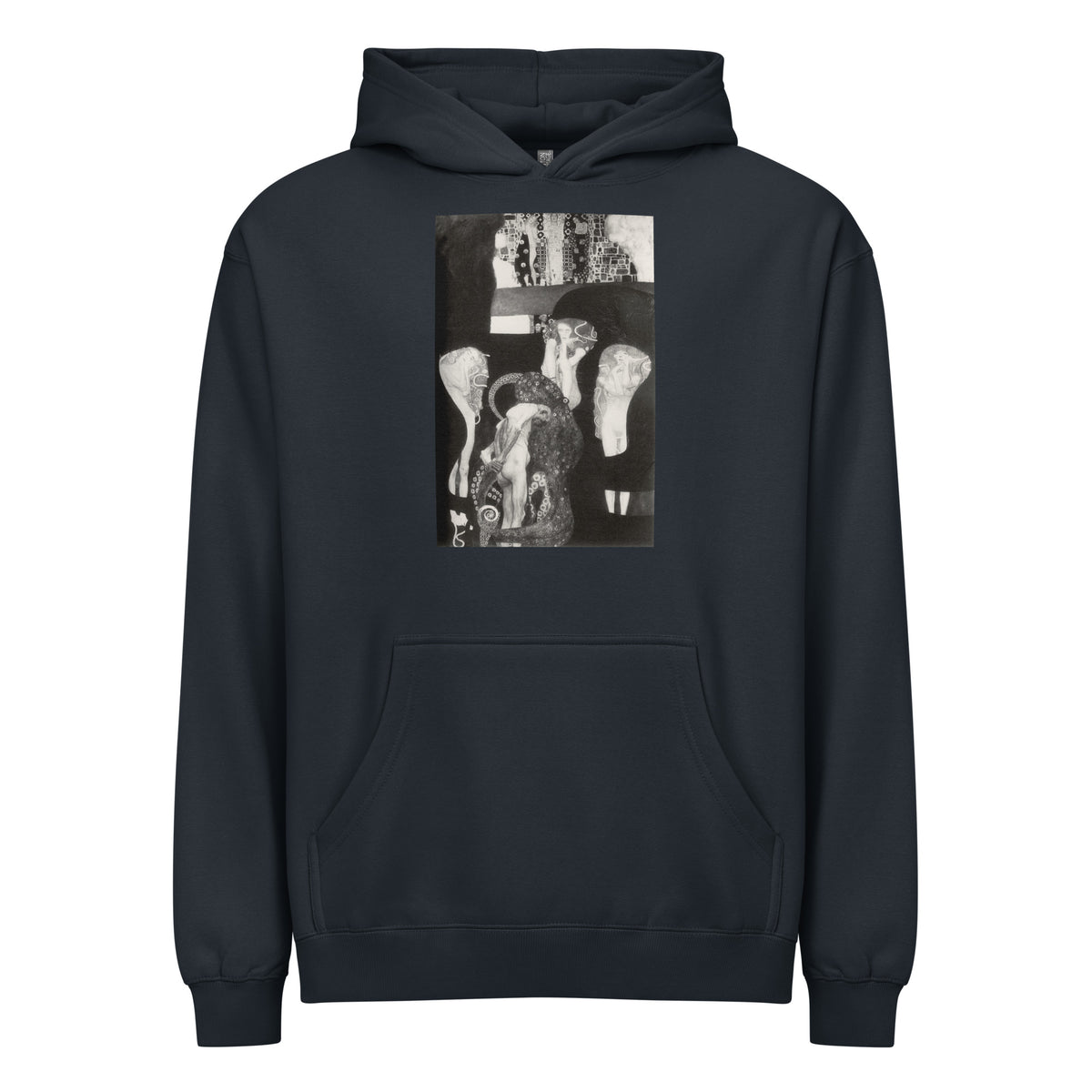 Navy Hoodie Gustav Klimt Jurisprudence Famous Painting Signature