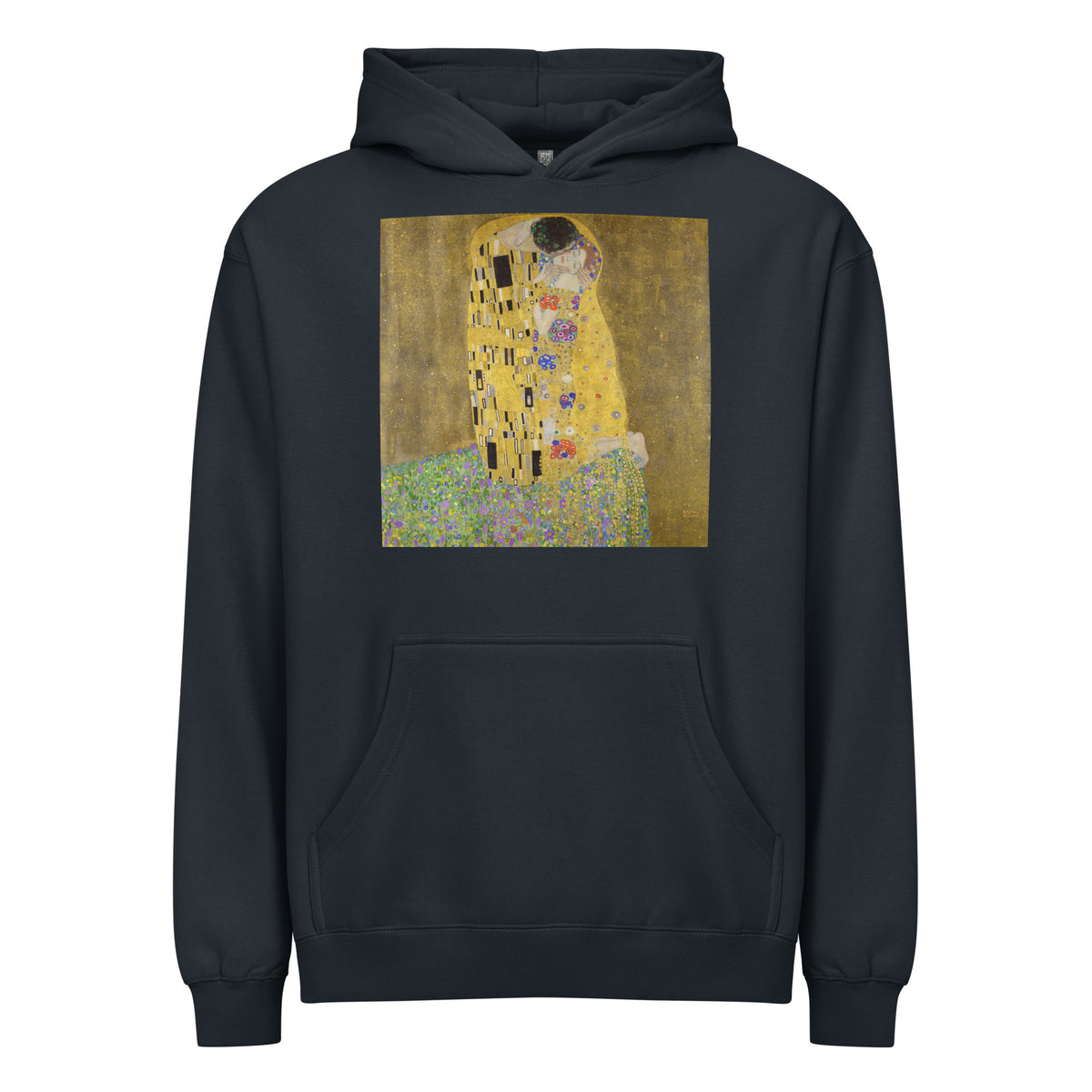 Navy Hoodie Gustav Klimt The Kiss Famous Painting Signature