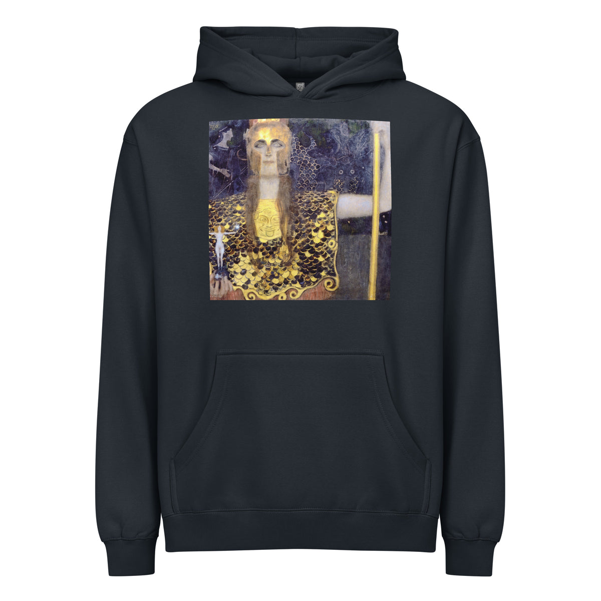 Navy Hoodie Gustav Klimt Pallas Athena Famous Painting Signature