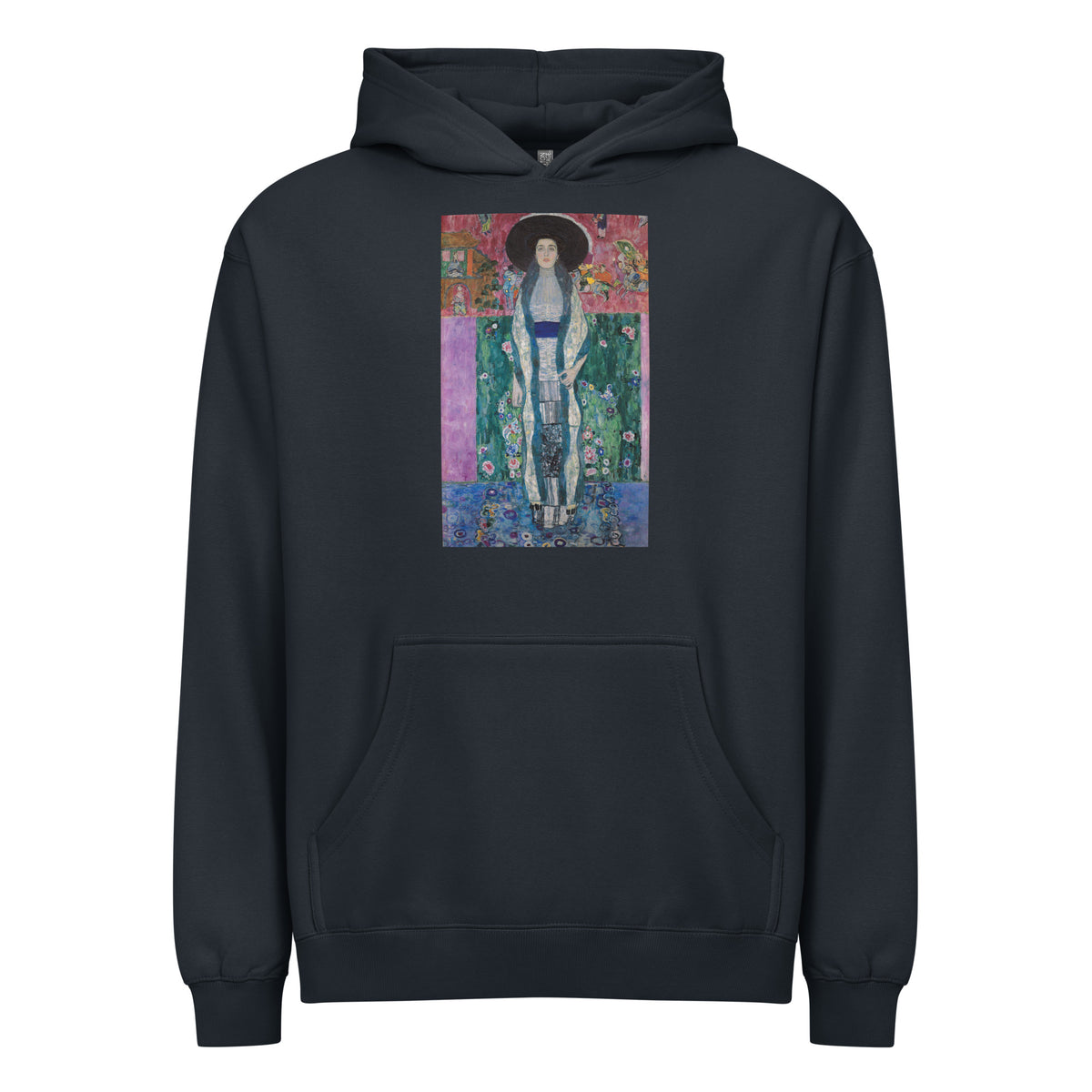 Navy Hoodie Gustav Klimt Portrait Of Adele Bloch-Bauer Famous Painting Signature