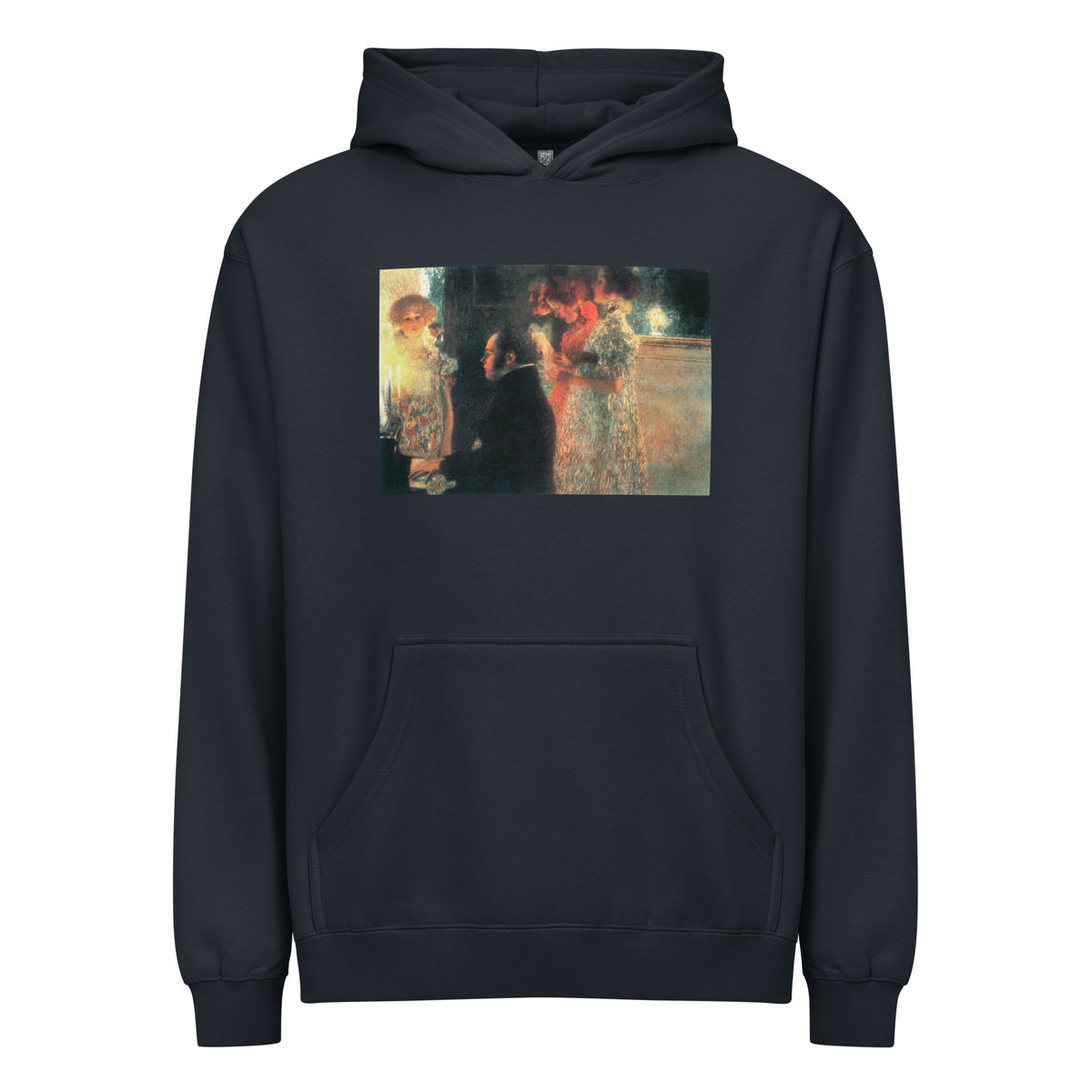 Navy Hoodie Gustav Klimt Schubert At The Piano II Famous Painting Signature