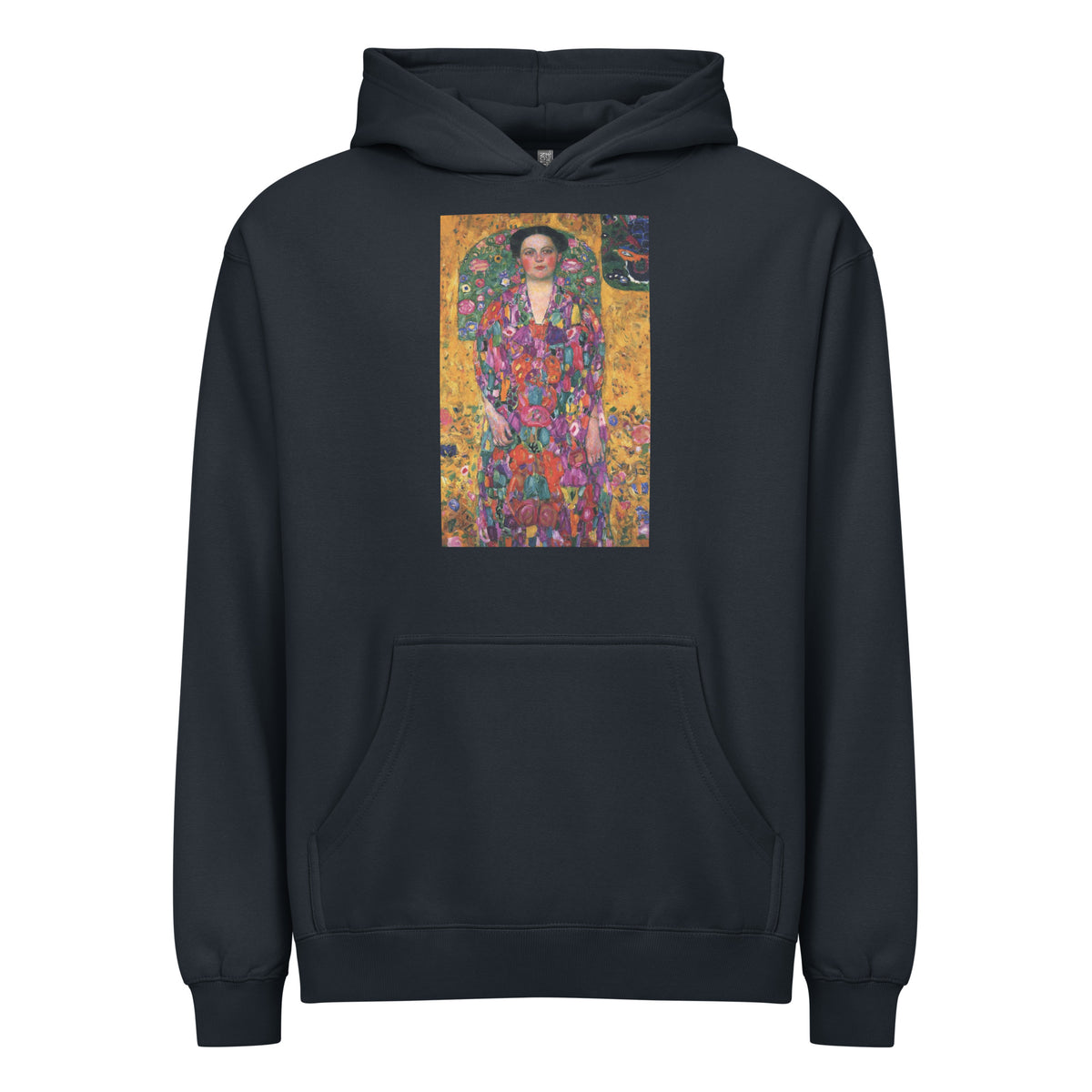 Navy Hoodie Gustav Klimt Portrait Of Eugenia Primavesi Famous Painting Signature
