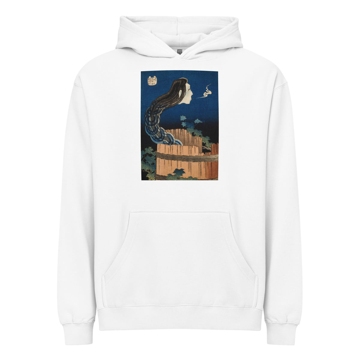 White Hoodie The Plate Mansion - Katsushika Hokusai 1760 Signature