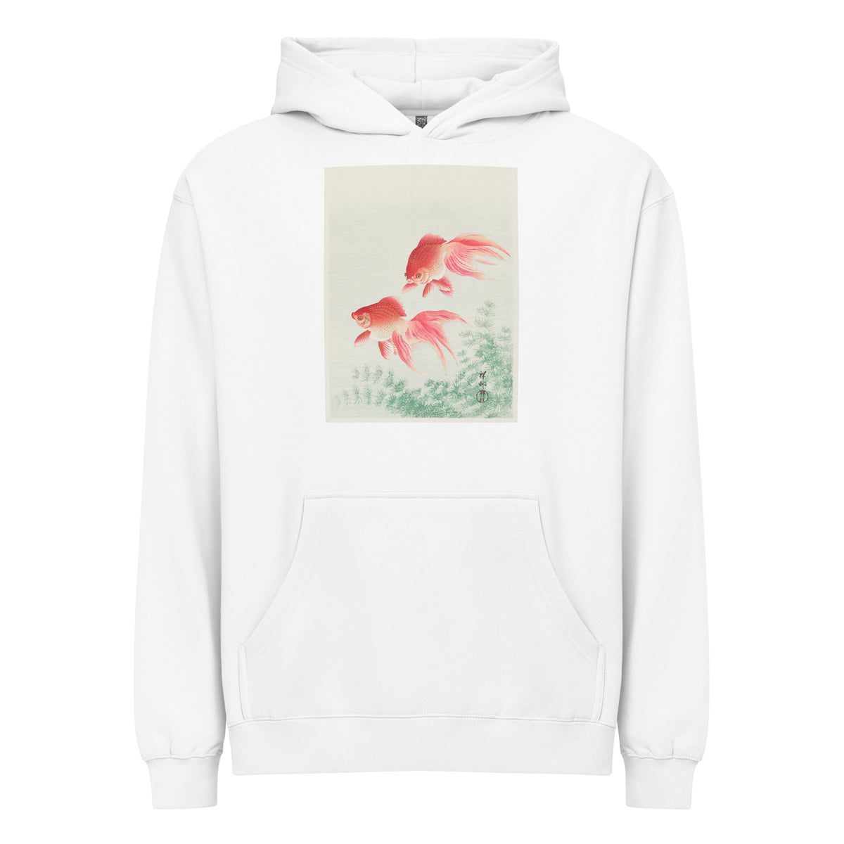 White Hoodie Two Veil Goldfish - Ohara Koson 1926 Signature
