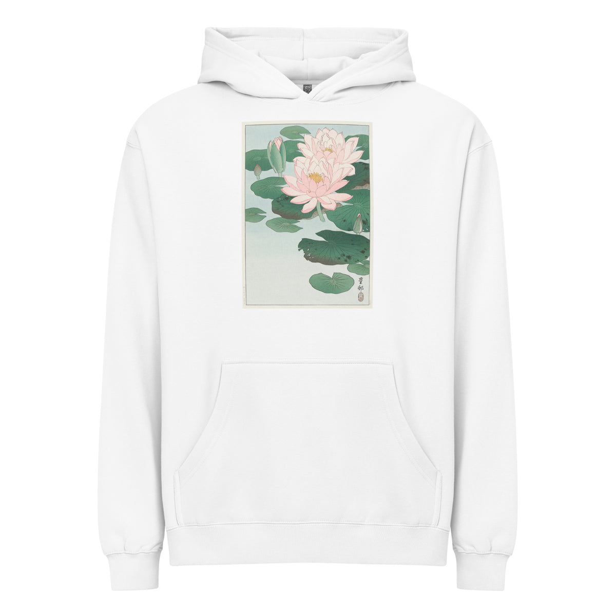White Hoodie Water Lily - Ohara Koson 1920 Signature