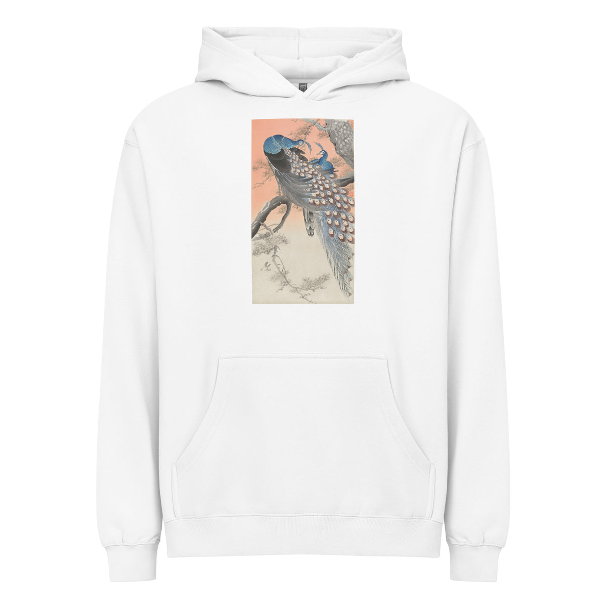 White Hoodie Two Peacocks On Tree Branch - Ohara Koson 1900 Signature