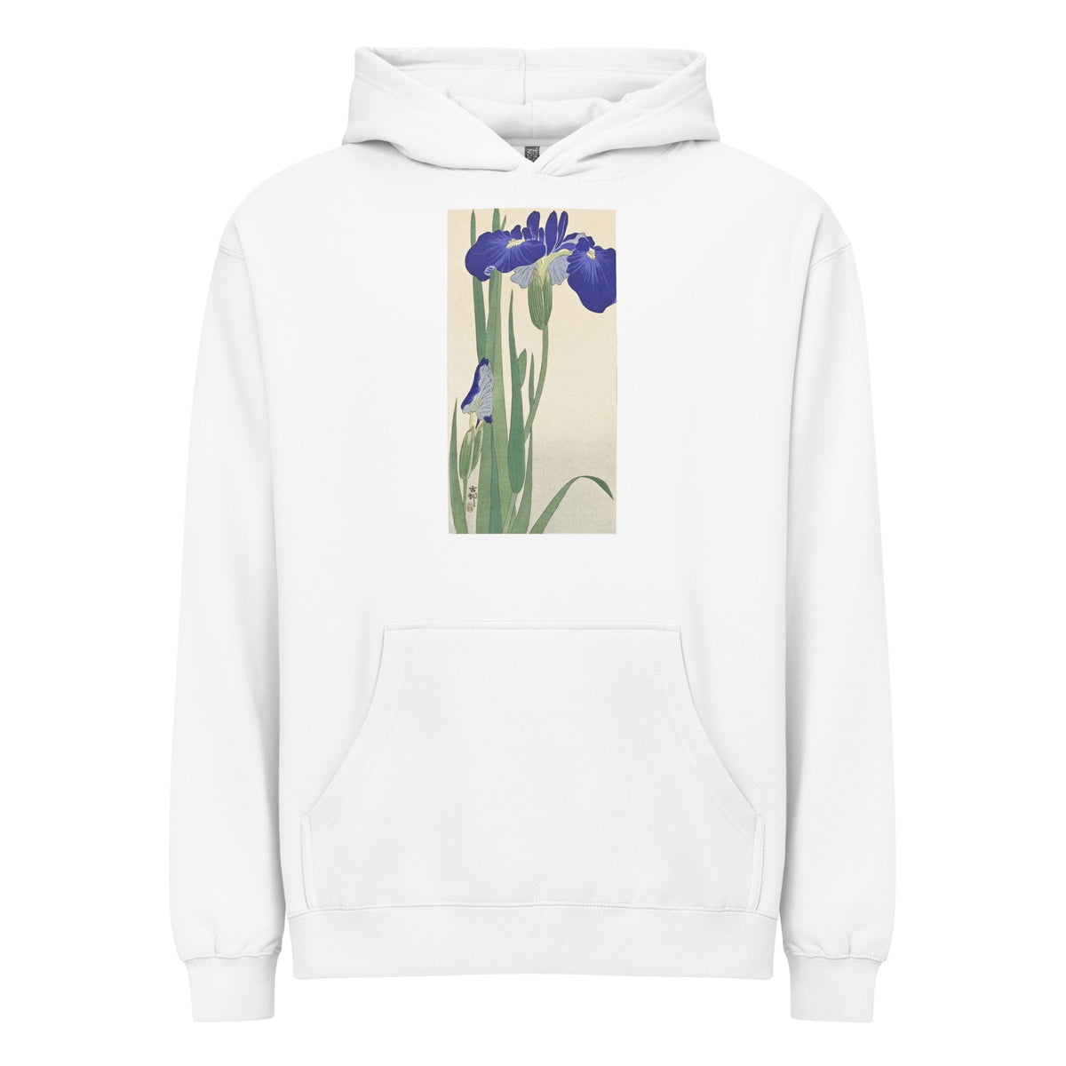 White Hoodie Blue Irises - Ohara Koson 1900 Signature