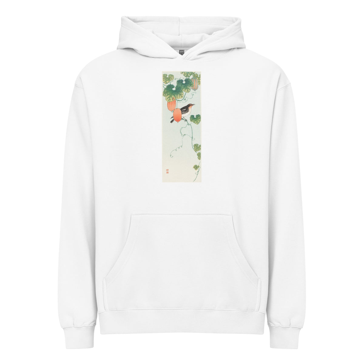 White Hoodie Songbird In Cucumber Plant - Ohara Koson 1925 Signature