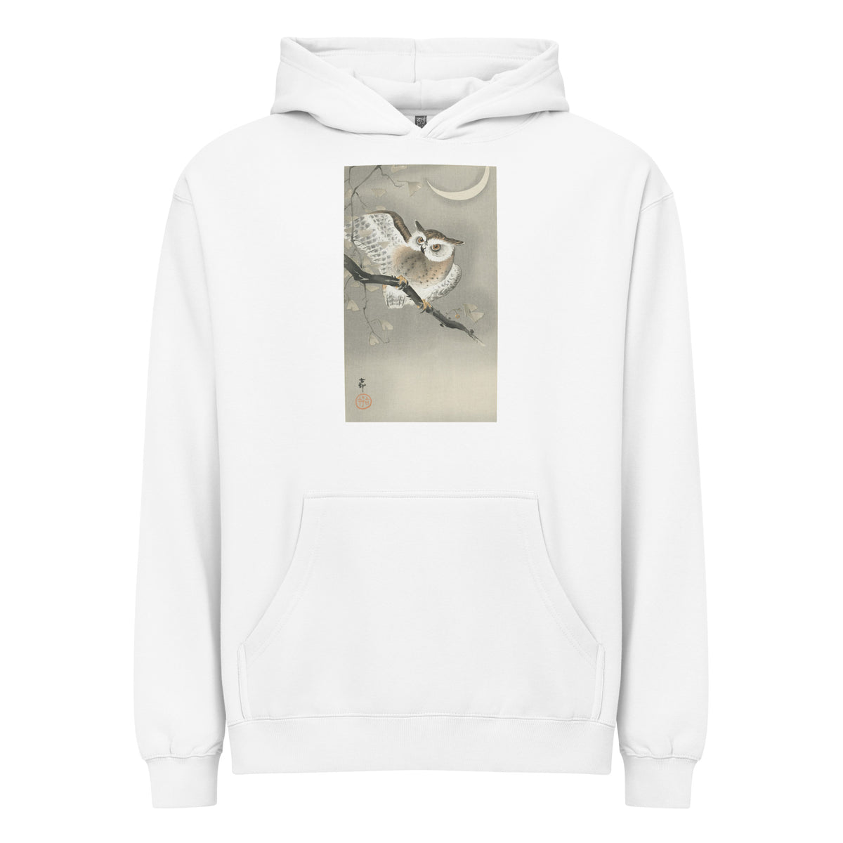 White Hoodie Long-Eared Owl In Ginkgo - Ohara Koson 1900 Signature