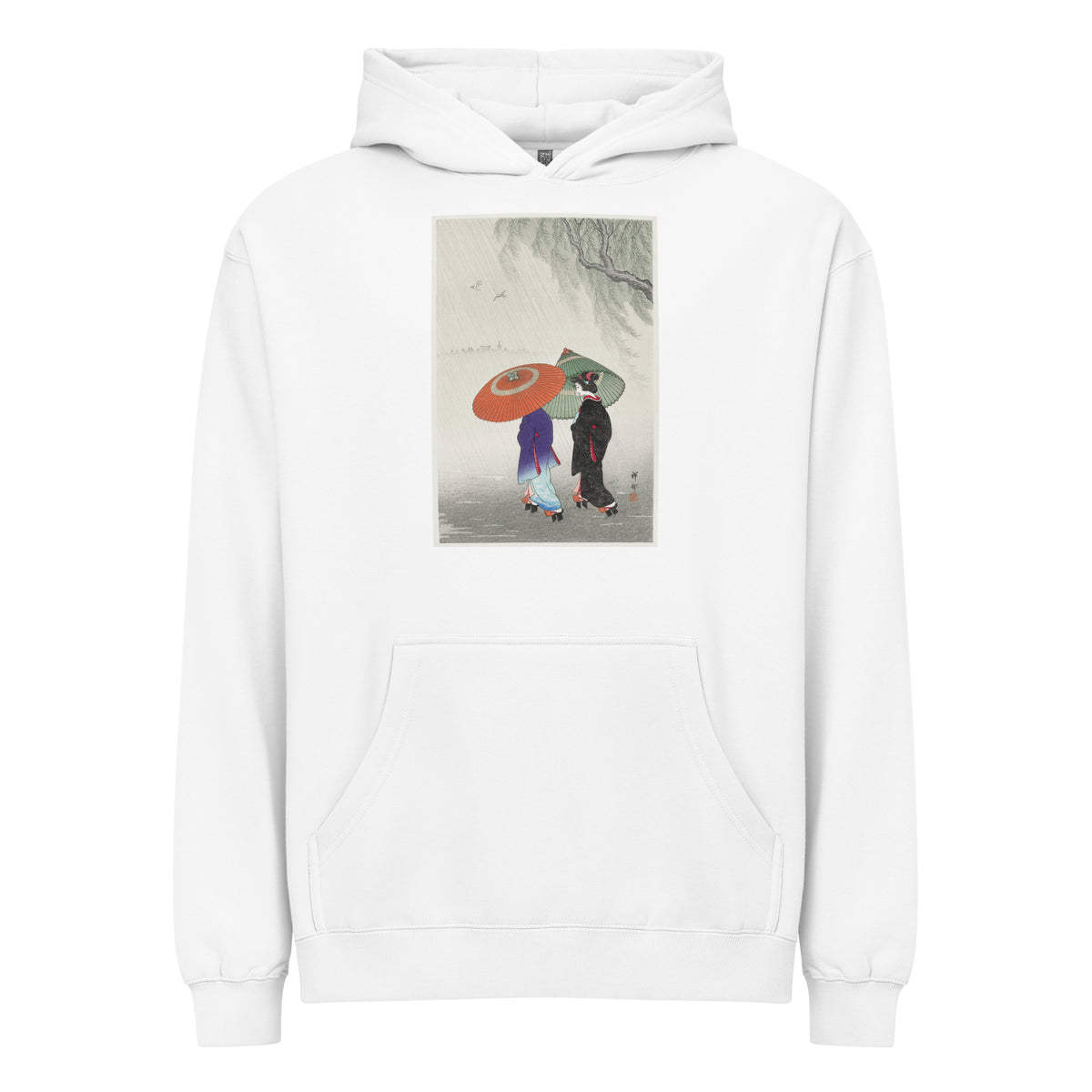 White Hoodie Two Women In The Rain - Ohara Koson 1925 Signature