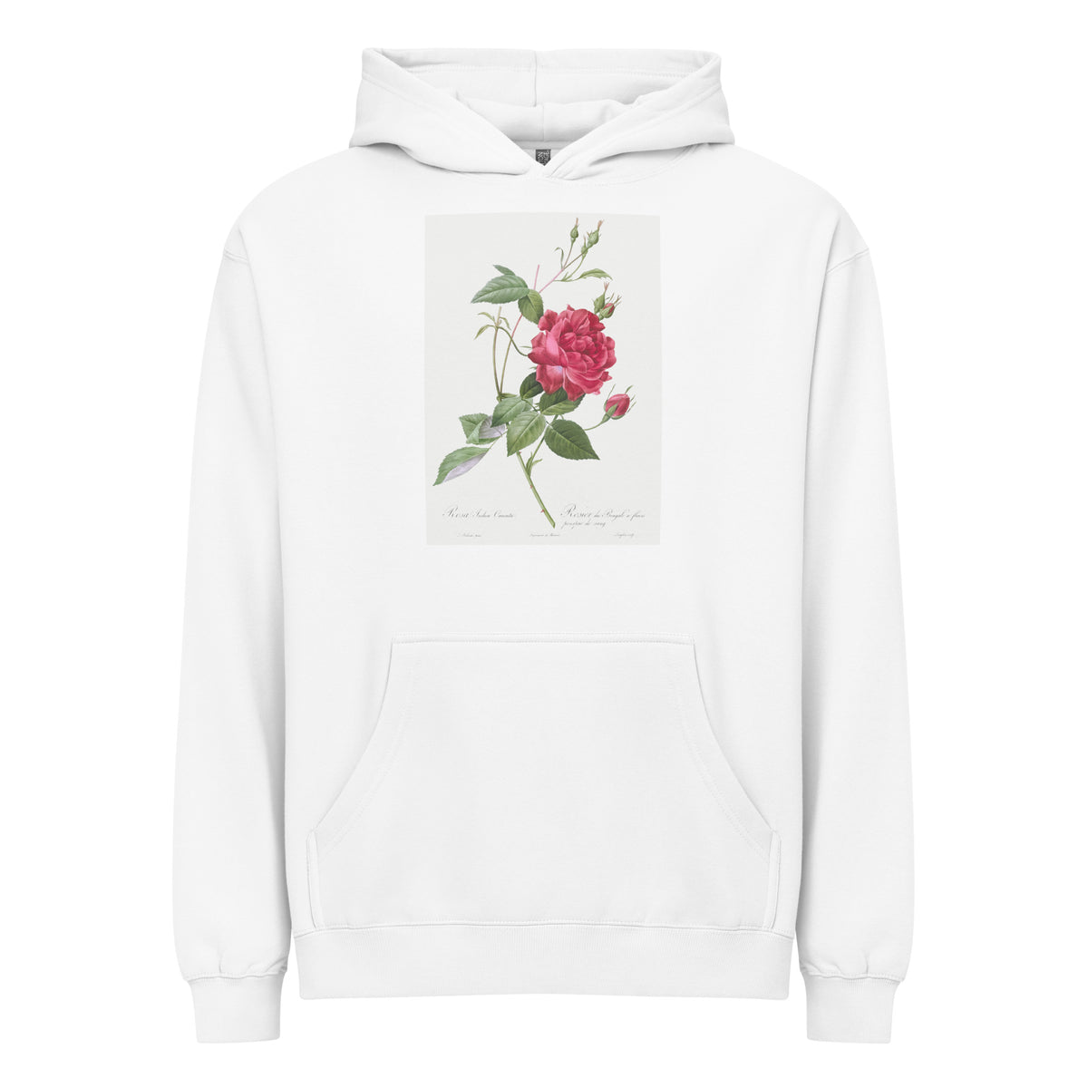 White Hoodie Blood-Red Bengal Rose Rosa Indica Cruneta Signature