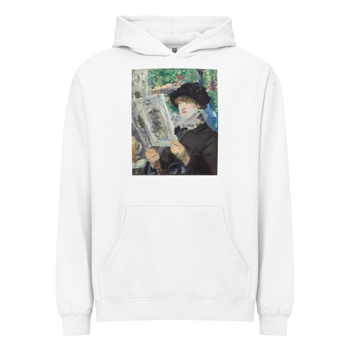 White Hoodie Woman Reading Painting In High Resolution Signature