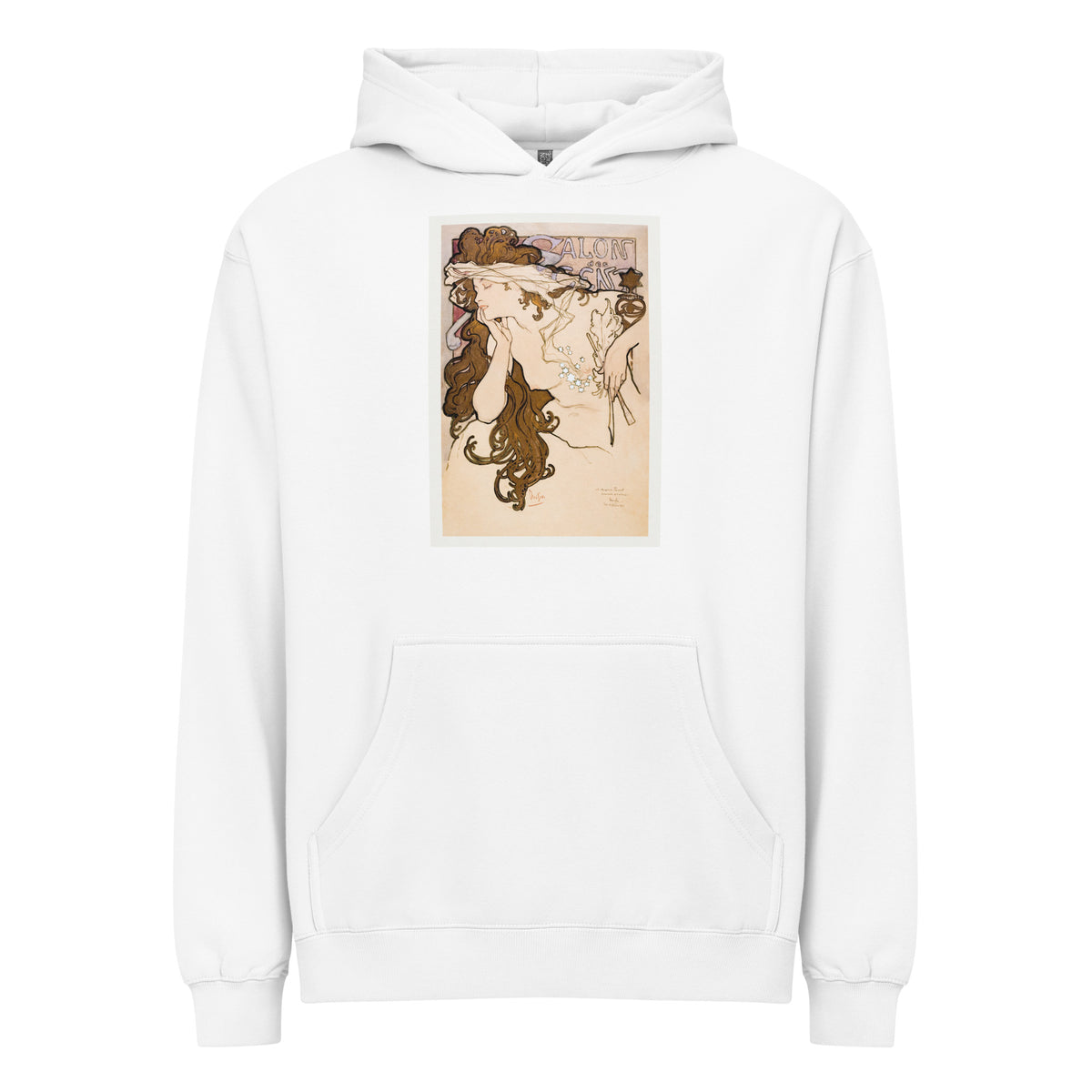 White Hoodie Salon Des Cent Poster Signature