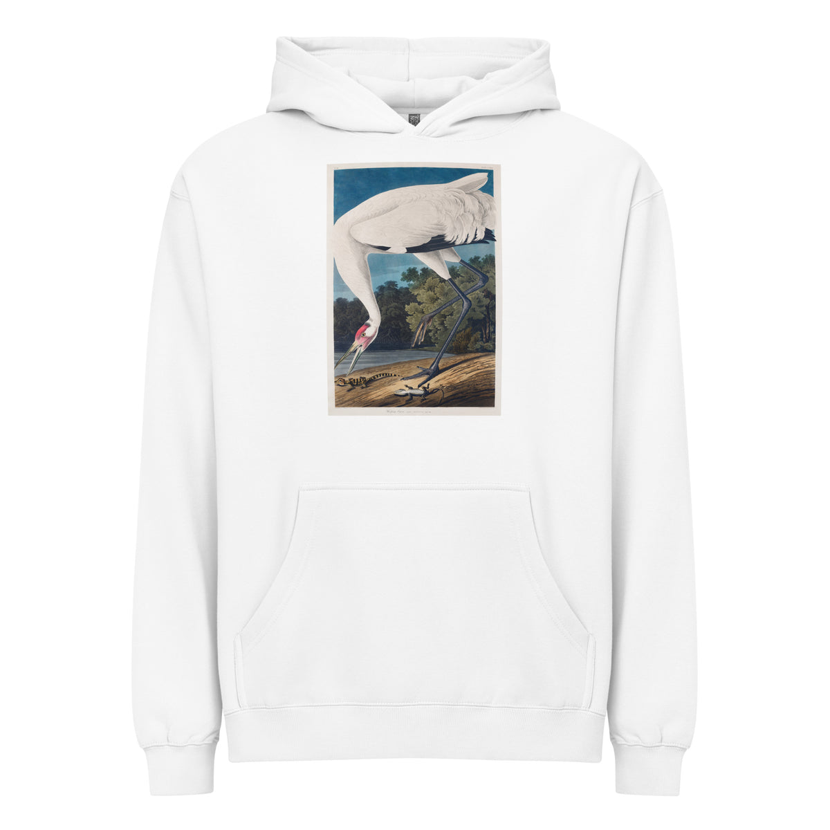 White Hoodie Hooping Crane Signature