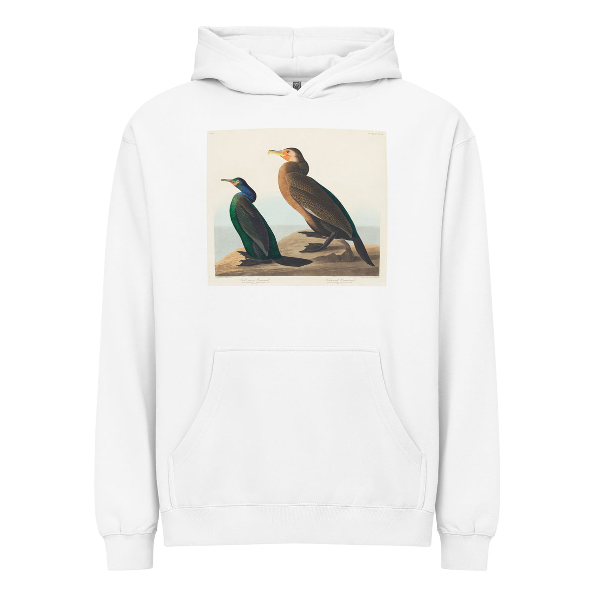 White Hoodie Violet-Green Cormorant And Townsend S Cormorant - John James Audubon 1827 Signature