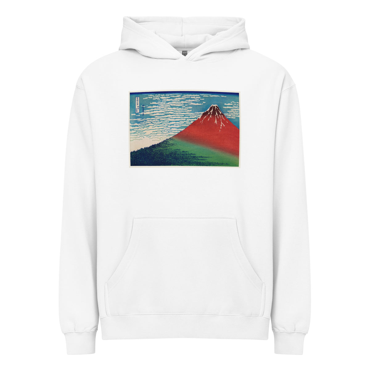 White Hoodie Katsushika Hokusai S Fine Wind Clear Morning A Famous Traditional Japanese Ukyio-E Style Illustration Of Mount Fuji Signature