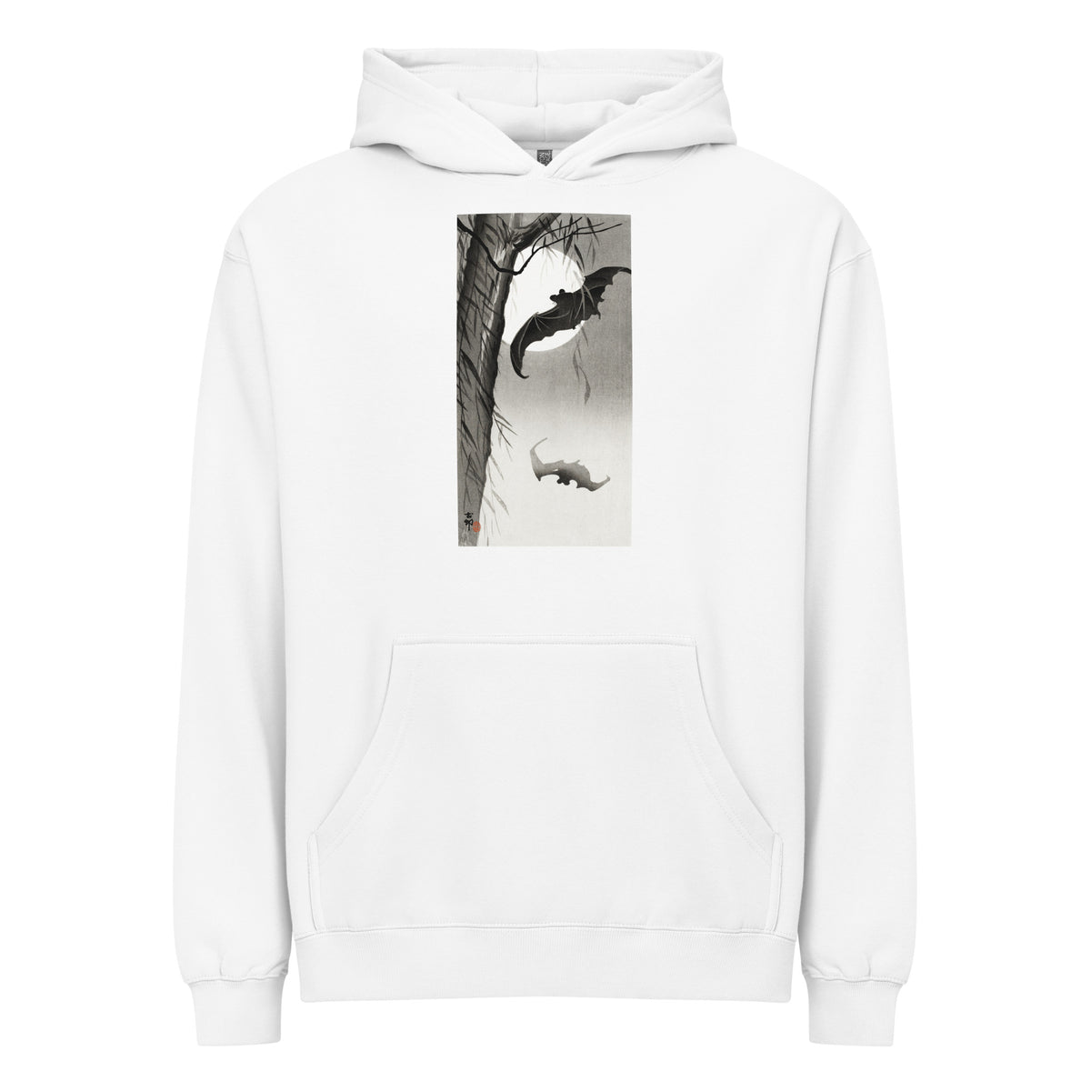 White Hoodie Bats Under The Full Moon - Ohara Koson 1900 Signature