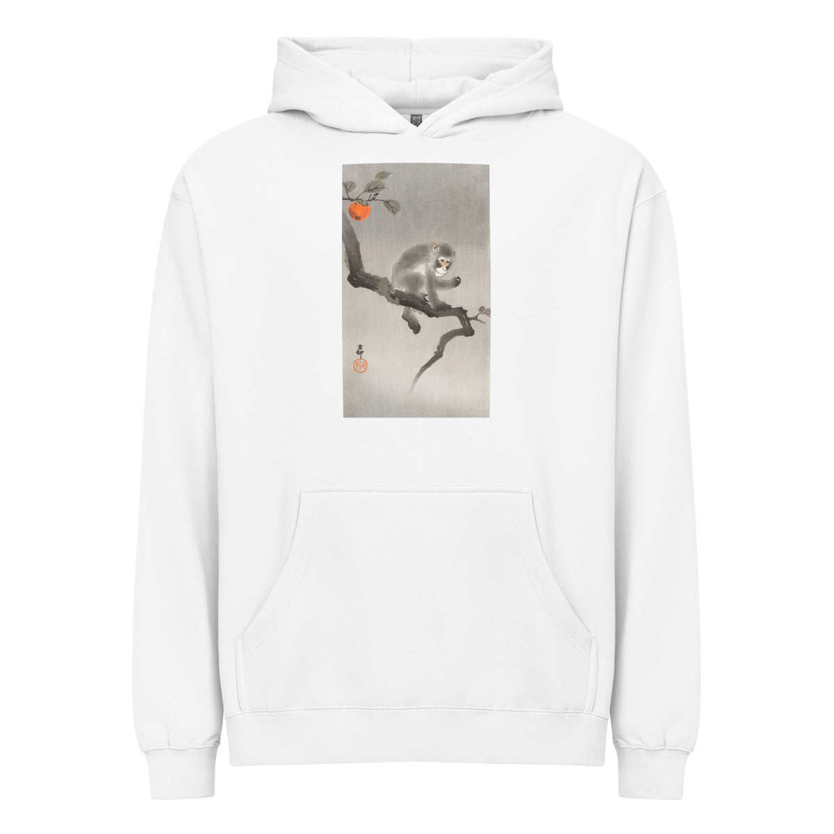 White Hoodie Monkey In Cockatoo - Ohara Koson 1900 Signature
