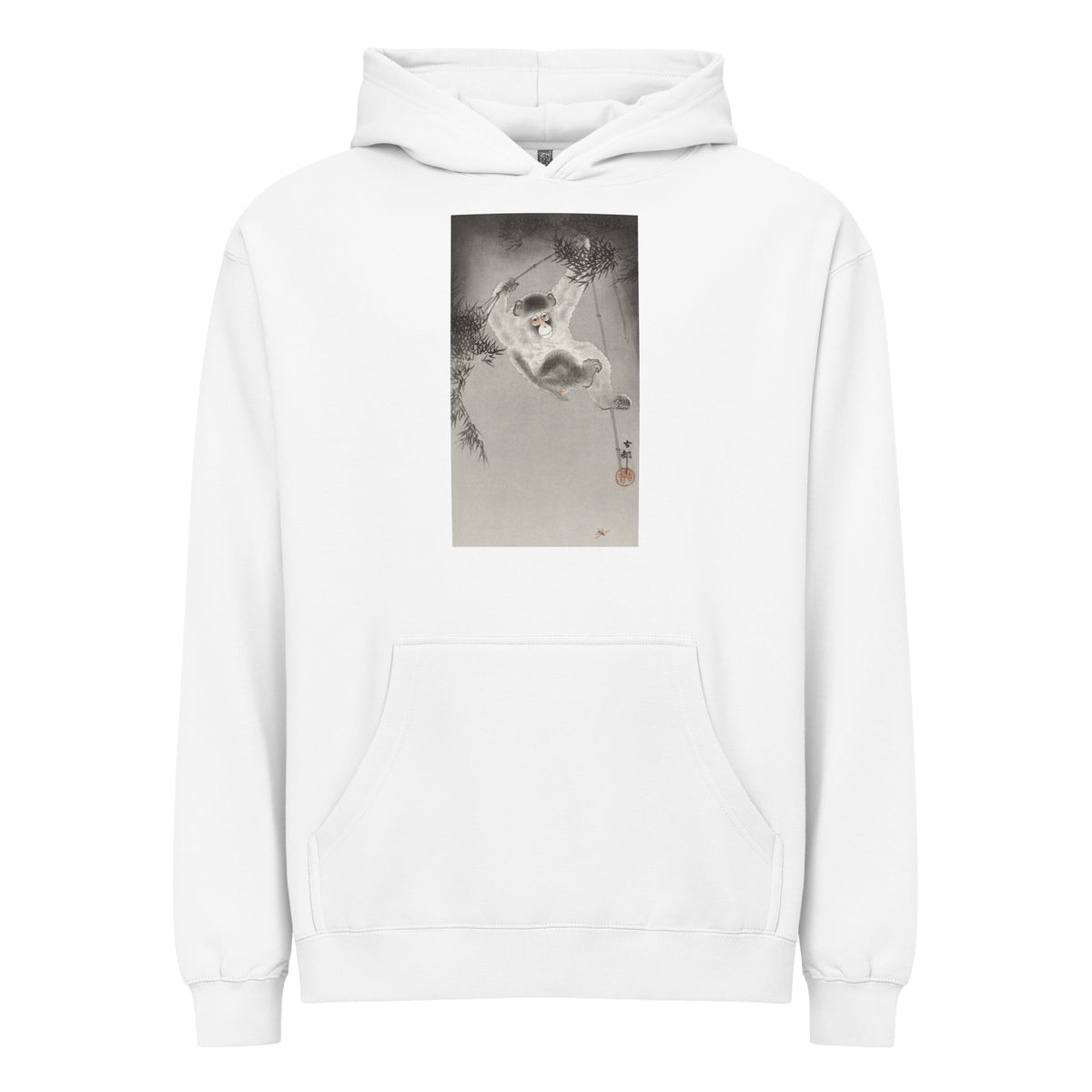 White Hoodie Monkey Hanging - Ohara Koson 1900 Signature
