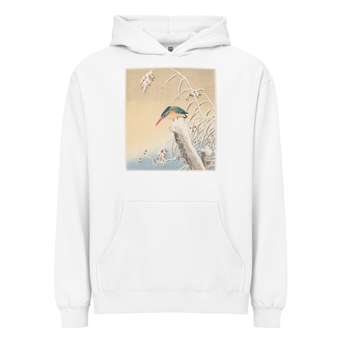 White Hoodie Kingfisher In The Snow - Ohara Koson 1925 Signature