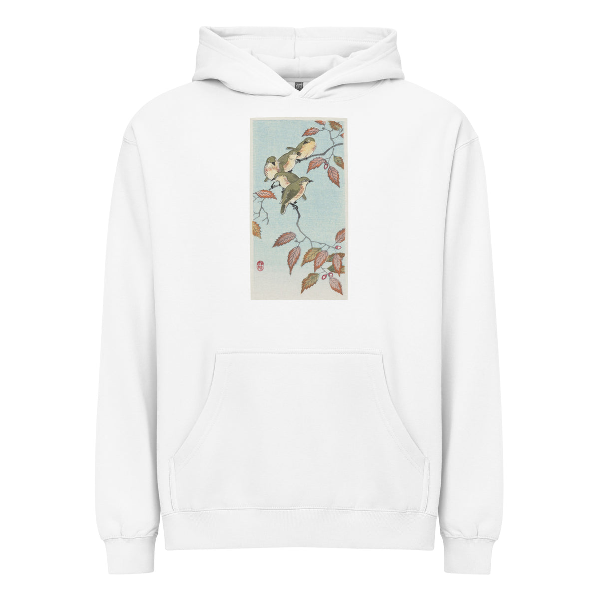 White Hoodie Birds On A Branch - Ohara Koson 1900 Signature