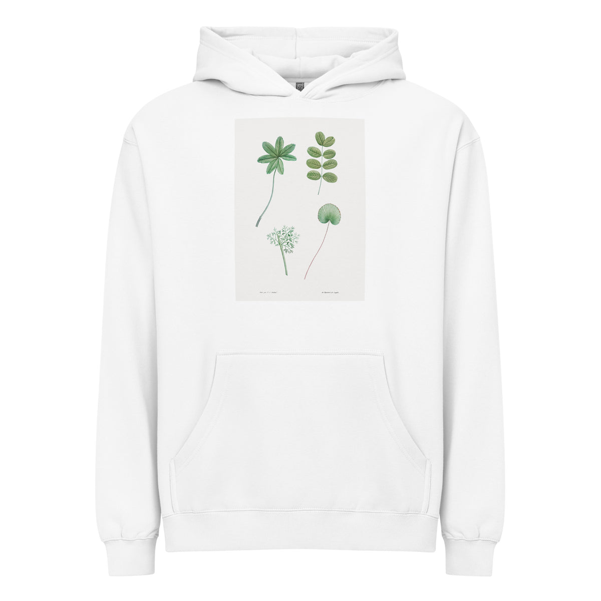 White Hoodie Tree Leaf Set - Pierre-Joseph Redoute 1759 Signature