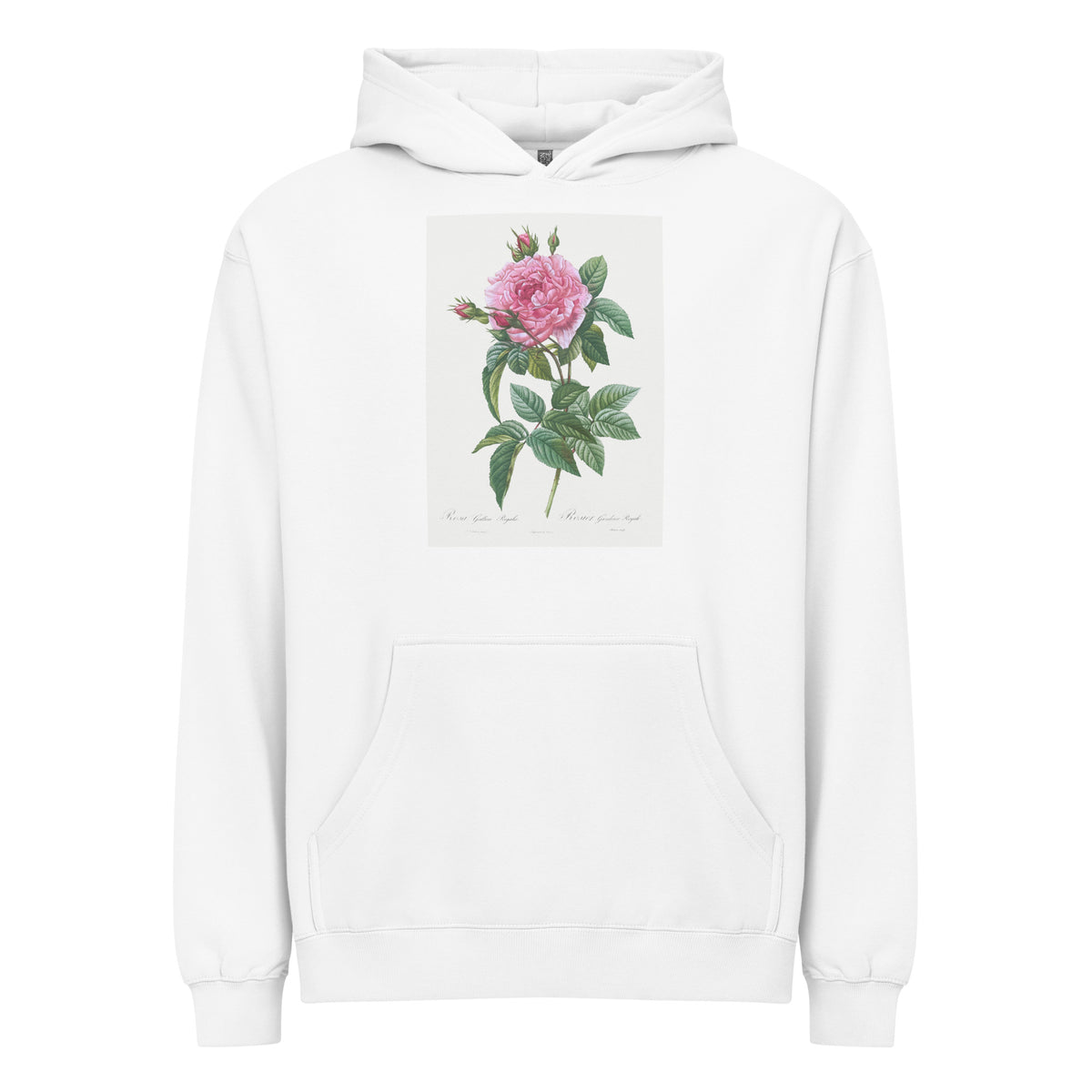 White Hoodie Gallic Rose Rosa Gallica Regalis Signature