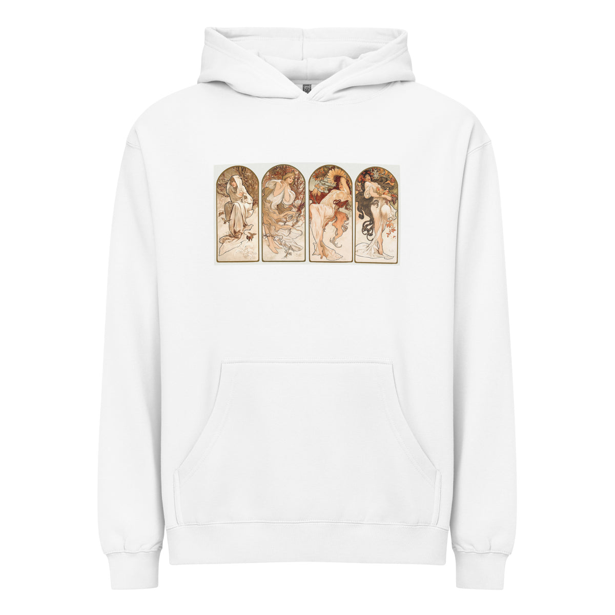 White Hoodie Alphonse Maria Mucha S The Seasons Famous Art Nouveau Artwork Signature