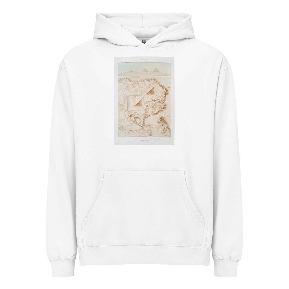 White Hoodie Topographic Map Of Part Of The Memphite Necropolis Pyramids Of Giza Signature