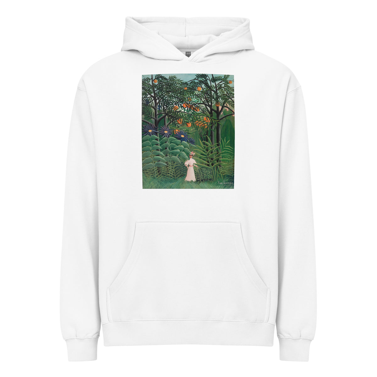 White Hoodie Woman Walking In An Exotic Forest Femme Se Promenant Dans Une Foret Exotique Signature