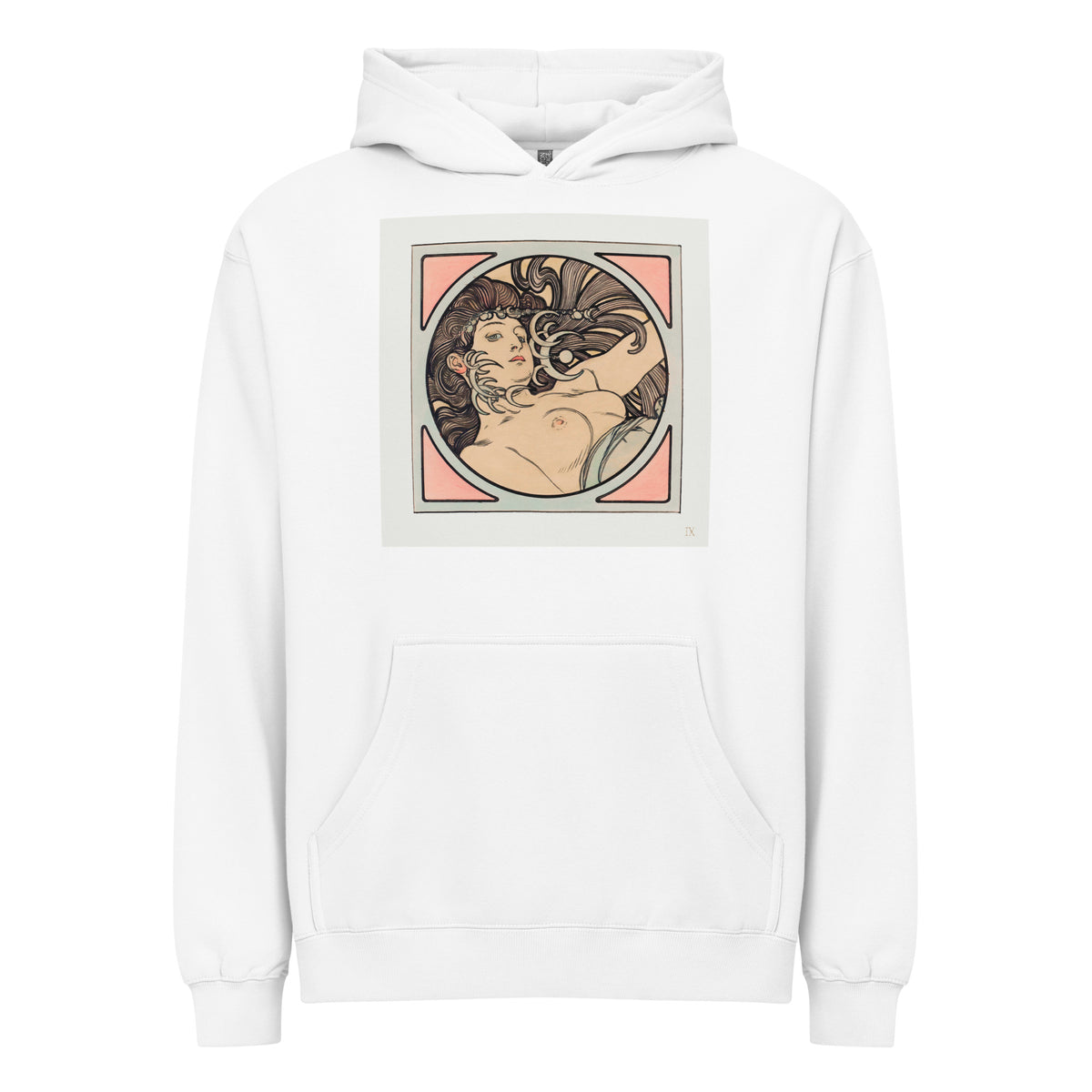 White Hoodie Stained Glass Fouquet Mucha II Signature