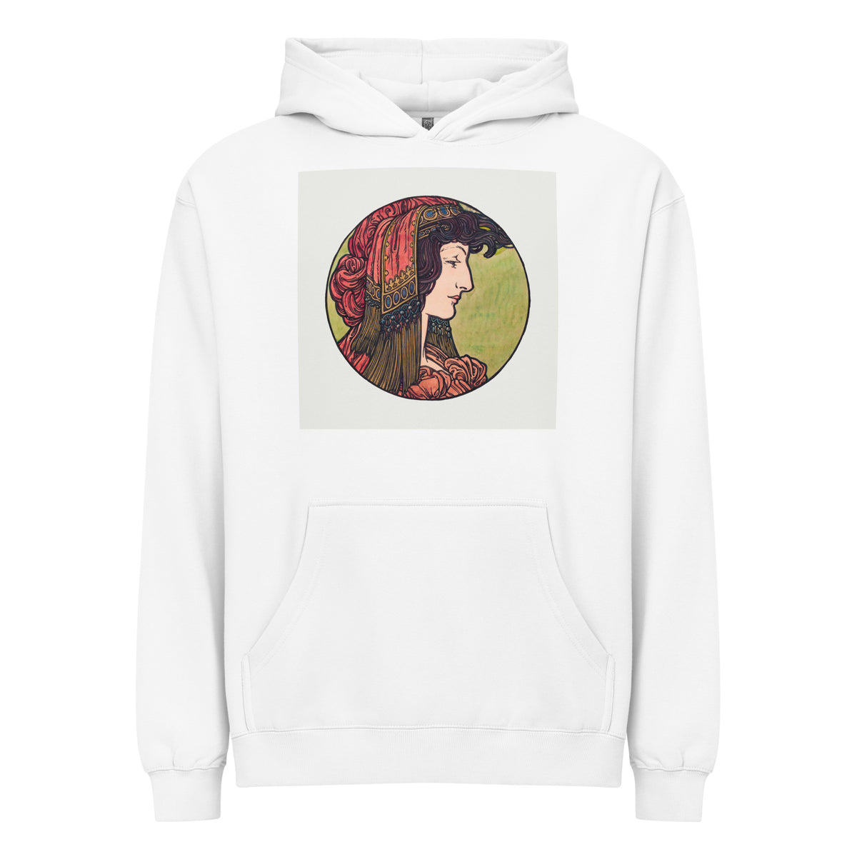 White Hoodie Stained Glass Fouquet Mucha IV Signature