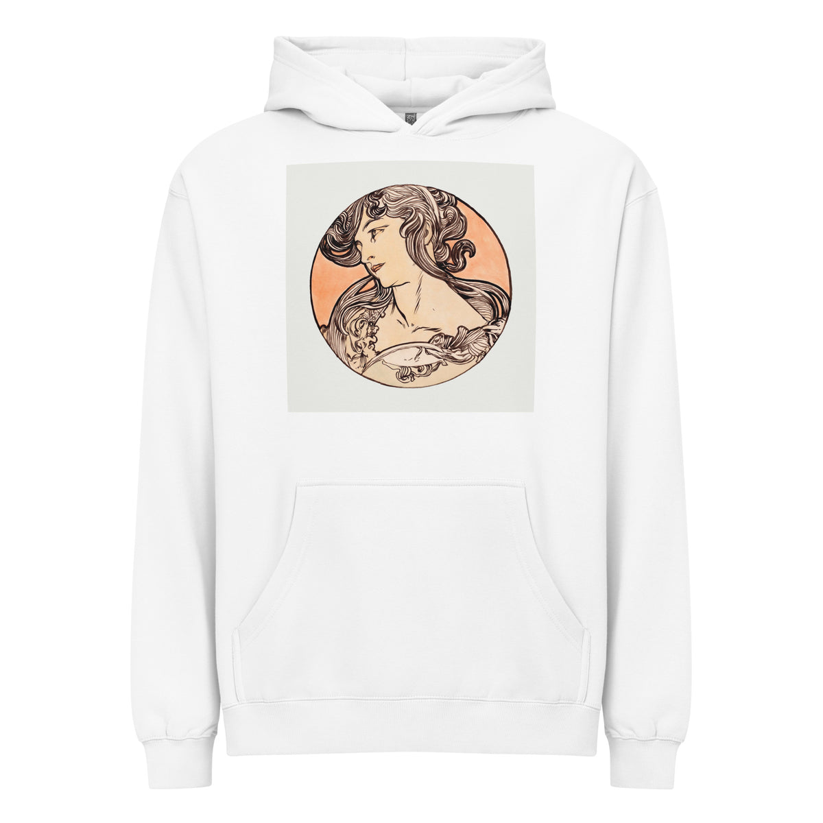 White Hoodie Stained Glass Fouquet Mucha IX Signature