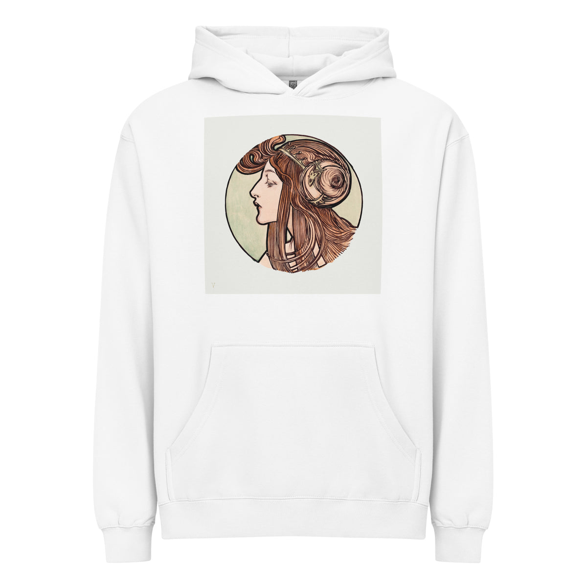 White Hoodie Stained Glass Fouquet Mucha VII Signature