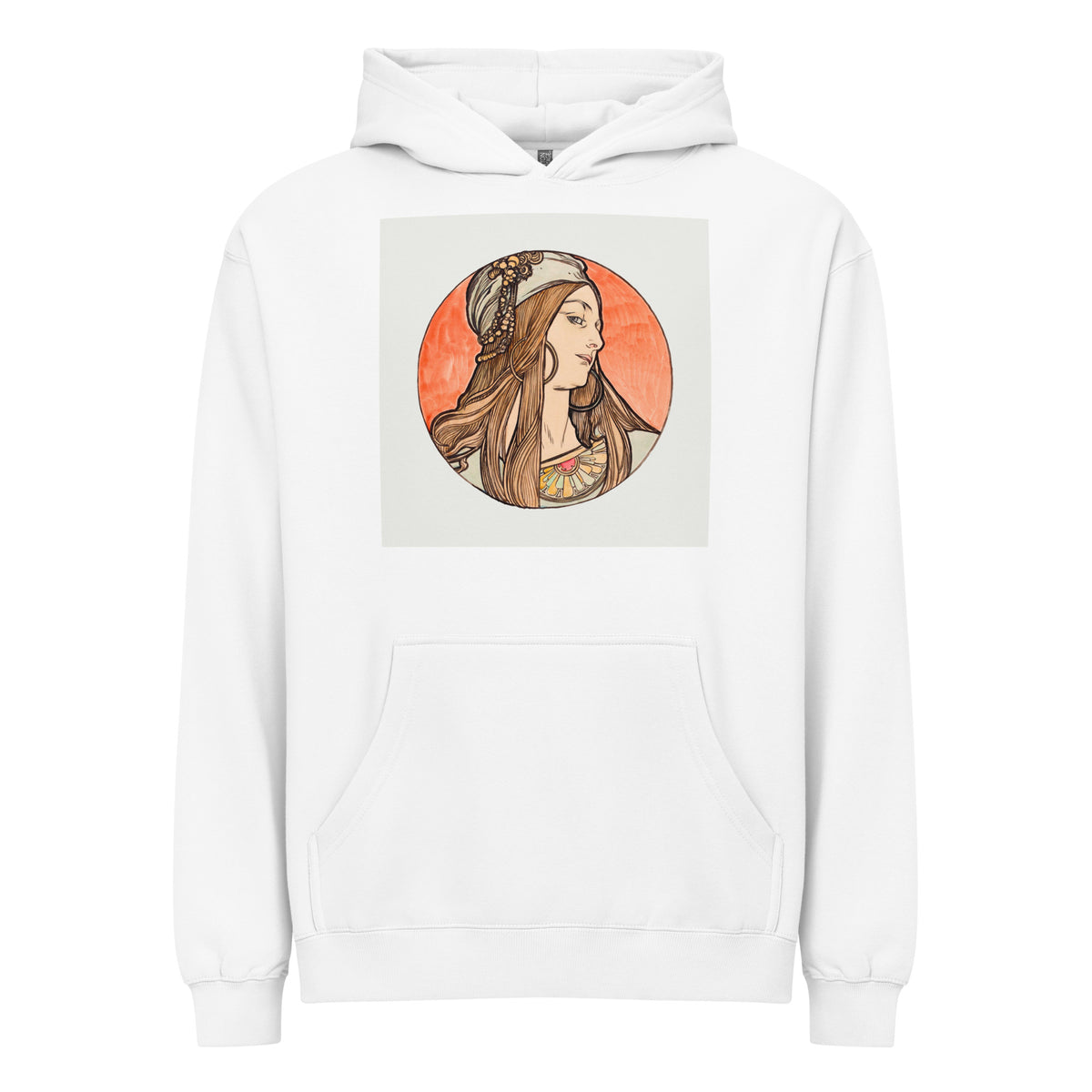 White Hoodie Stained Glass Fouquet Mucha VIII Signature