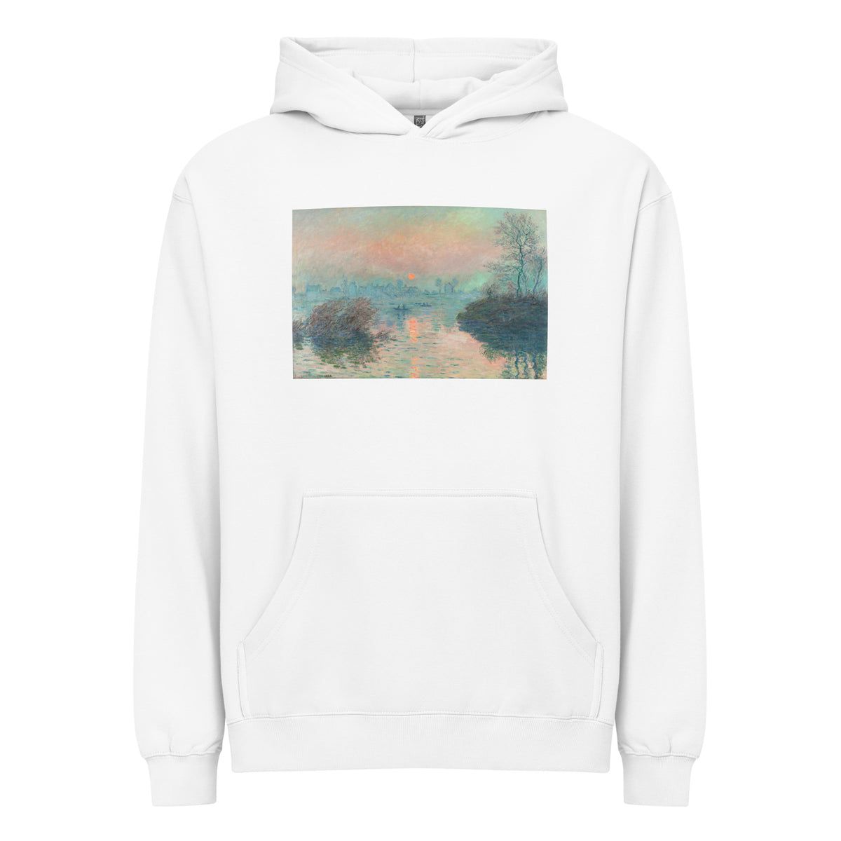 White Hoodie Sun Setting On The Seine At Lavacourt Claude Monet High Resolution Famous Painting Signature
