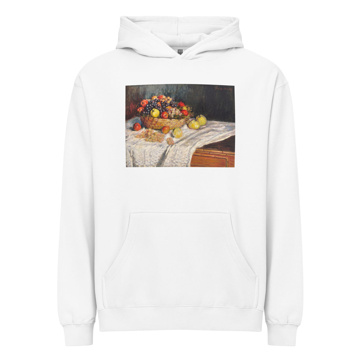 White Hoodie Apples And Grapes Signature